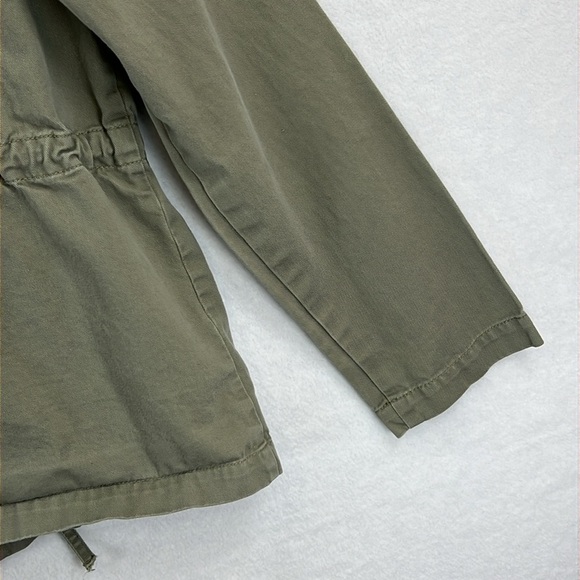 LOFT Outlet Embroidered Utility Jacket Sz M Green Drawstring Zip/Snap Front - Picture 9 of 13